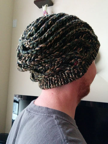 green camouflage slouchy beanie